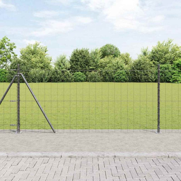 vidaXL Zaun mit Pfosten Grau 0.8 x 10 m Stahl, 3350925