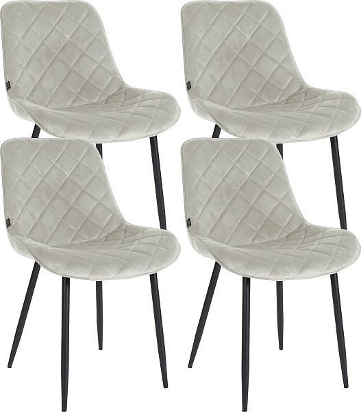 CLP 4er Set Stühle Springs Samt, creme, 323266, 4255716304560