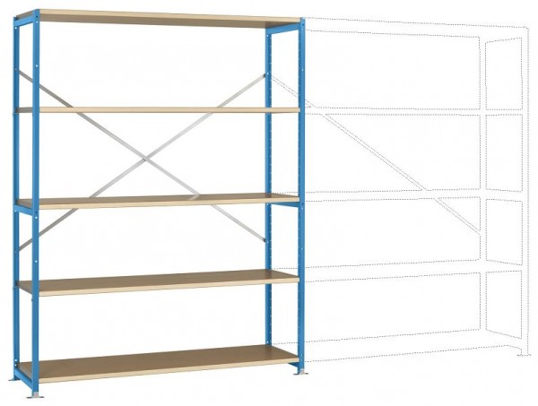 Manuflex Großfach-Steckregal Grundregal mit 5 Holzverbundböden, HxBxT = 2000 x 1530 x 400 mm, lichtblau, RP1041.5012
