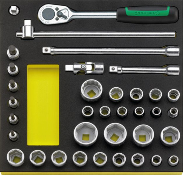 STAHLWILLE 1/2" Werkzeug in TCS Nr.TCS 50/52/30/6 MF 2/3-Teilung 36-teilig, 96830354