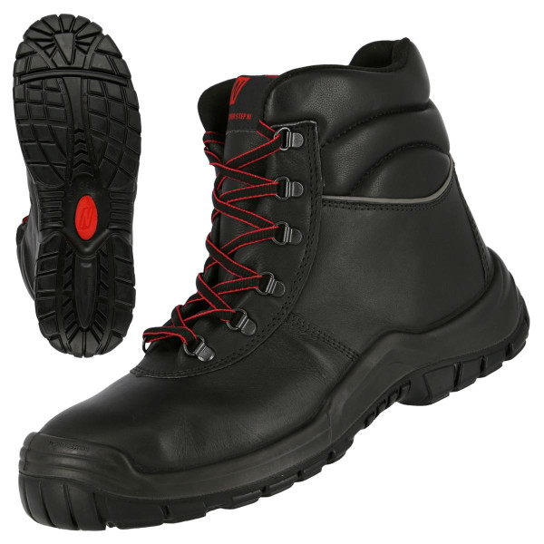 NITRAS POWER STEP MID+, S3 HRO SRC Sicherheitsstiefel, hoch, strapazierfähiges Vollleder, schwarz, Größe: 50, VE: 10 Paar, 7213-50