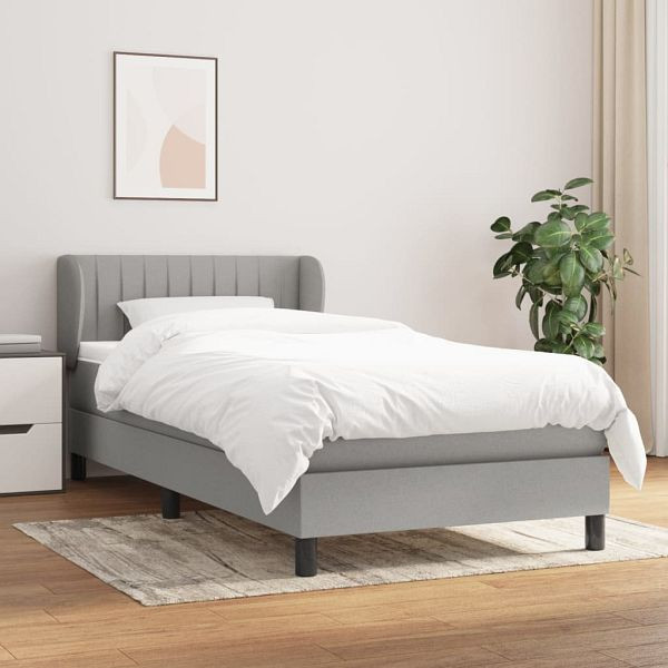 vidaXL Boxspringbett mit Matratze Hellgrau 100x200 cm Stoff, 3126381