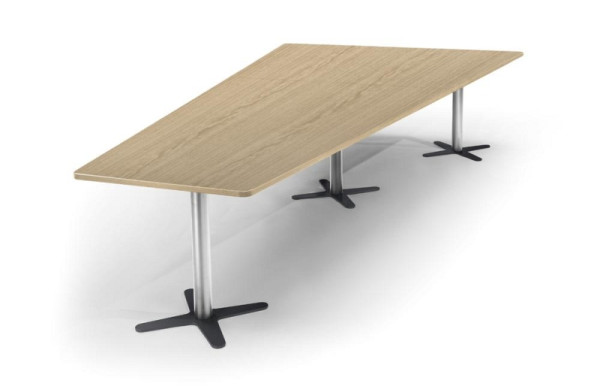 Deskin Konferenztisch DUBLIN, Dekor: Eiche hell, Gestellfarbe: Verchromt / Anthrazit RAL 7016, BxHxT: 3800 x 735 x 1975 mm, 330300