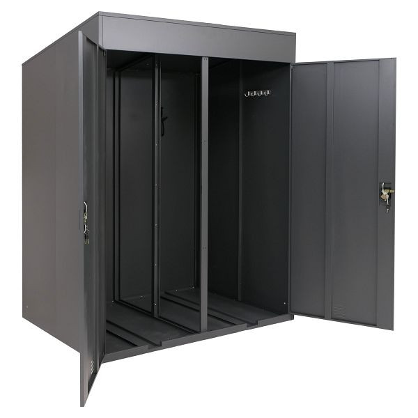 Mendler 2er-Fahrradgarage HWC-H66b, Fahrradbox Fahrradunterstand abschließbar Metall 213x158x125cm, anthrazit, 119200+119201+119202