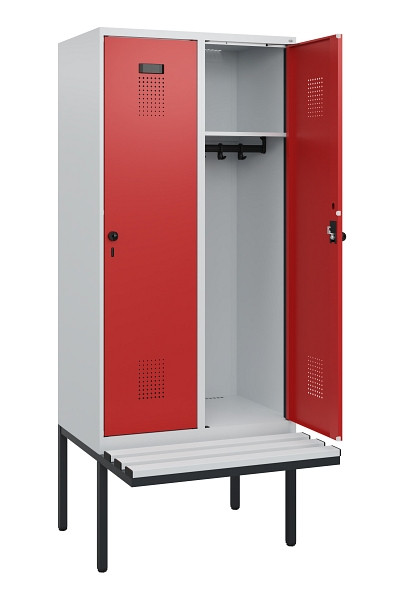 C+P Spind Evolo PLUS, 2 Abteile, 1950x800x815mm, 7035/3000, Drehriegel, Sitzfläche Kunststoff, 0490405-22 S10057