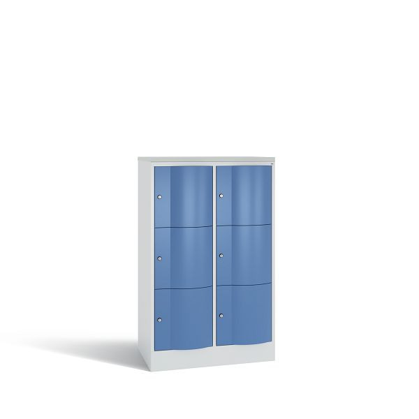 C+P Schließfachschrank Resisto,6 Fächer,H1255xB772xT540mm,Grau/Fernblau/DBSHellgrau, 8573-272 S10308