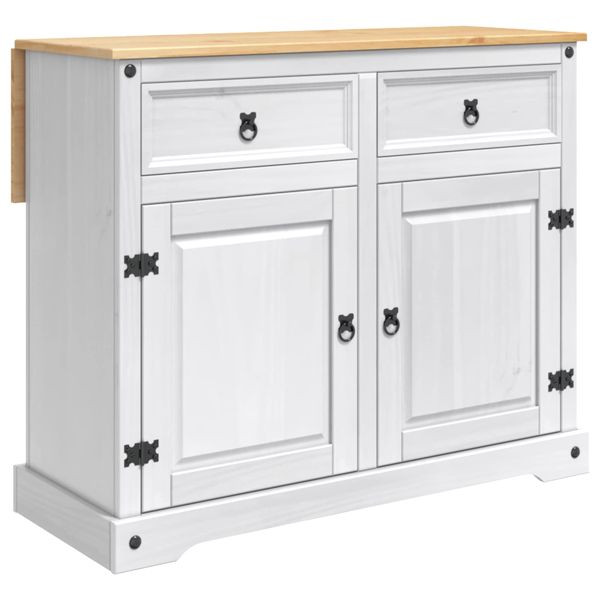vidaXL Küchentrolley 2-teilig Weiß und Honigwachs 112 x 70 x 91,5 cm, 3425385