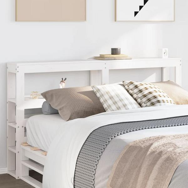 vidaXL Kopfteil mit Ablagen Weiß 120 cm Massivholz Kiefer, 850891
