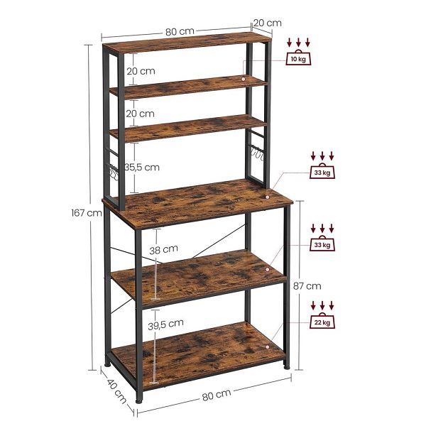 ClosetMaid Bücherregal Mit 6 Regalen – 82,3x30x13,6 Cm, Verstellbare Böden, Holz, Schwarz Walnuss – Mit Rückwand