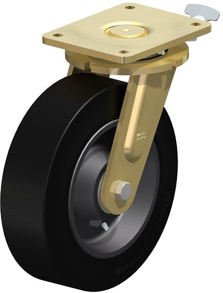 Blickle LS-GEV 302K-RI4 Stahlgeschweißte Schwerlast-Lenkrolle, schwere Drehkranz-Ausführung, Elastik-Vollgummi, Schwarz, 656678