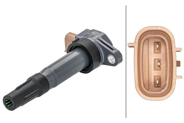 HELLA Zündspule, 12V, 3-polig, Kerzenschachtzündspule, Bajonett, 5DA 358 168-531