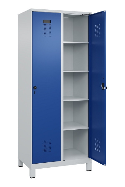 C+P Wäsche-Spind Evolo PLUS, mit Füßen, 2 Abteile, 1950x800x500mm, 7035/5010, Verschluss Drehriegel, Ablageböden 8, 049010-22B S10006
