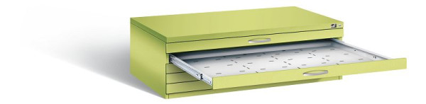C+P Flachablageschrank Serie 7100_7200, H420xB1350xT960mm, Farbe: Viridingrün / Viridingrün, Bügelgriff, 7200-000 S10229