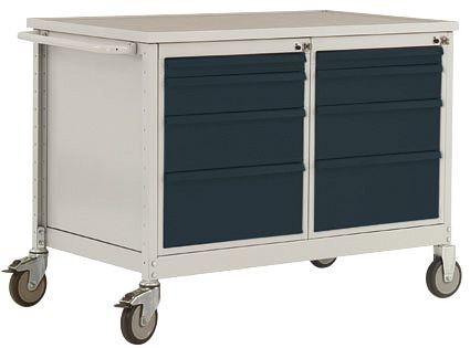 Manuflex ESD-Mobile Werkbank Modell 4 mit Schubfächer, BxTxH 1135 x 590 x 805 mm, Resedagrün, LW1004.6011