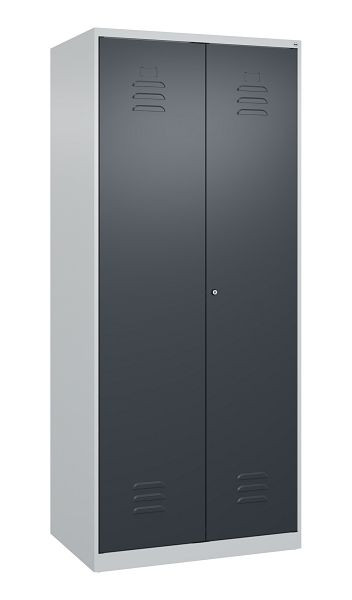 C+P Mehrzweckschrank Classic PLUS, Wäsche-Spind, 2 Abteile, 1850x800x500mm, 7035/7016, Zylinderschloss, 080002-22B S10020