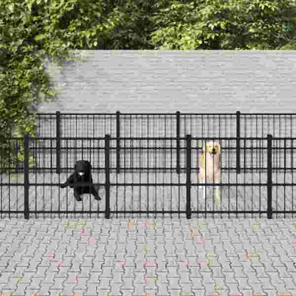 vidaXL Outdoor-Hundezwinger Stahl 22,58 m², Schwarz, 3124621