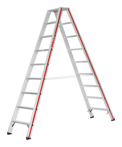 HYMER Stufenstehleiter, beidseitig begehbar, 2x9 Stufen, Länge 2,28 m, Standhöhe: 1,61 m, 802418