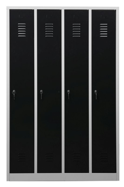 Gürkan Garderobenschrank, 50 x 117 x 180 cm, Lichtgrau, Anthrazit, EU Zylinderschloss, Hutboden & Kleiderhaken, WRC/4.18117, 112124