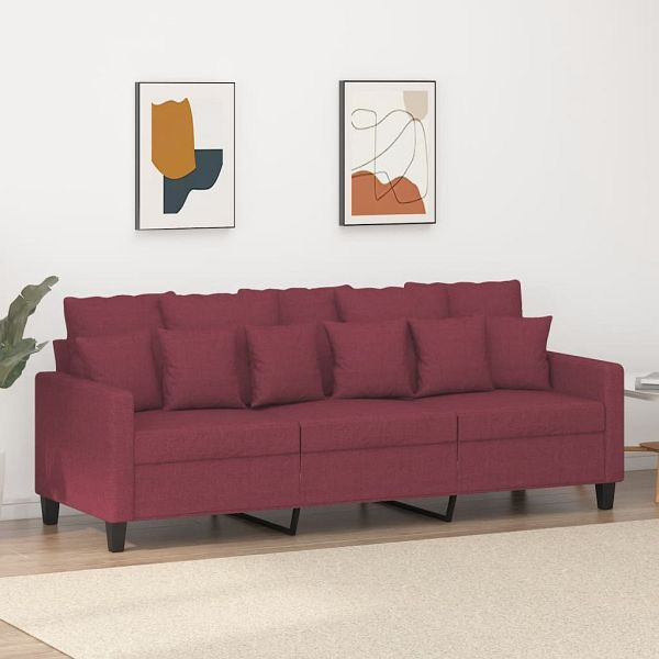 vidaXL 3-Sitzer-Sofa Weinrot 180 cm Stoff, 359281, 8721012140073
