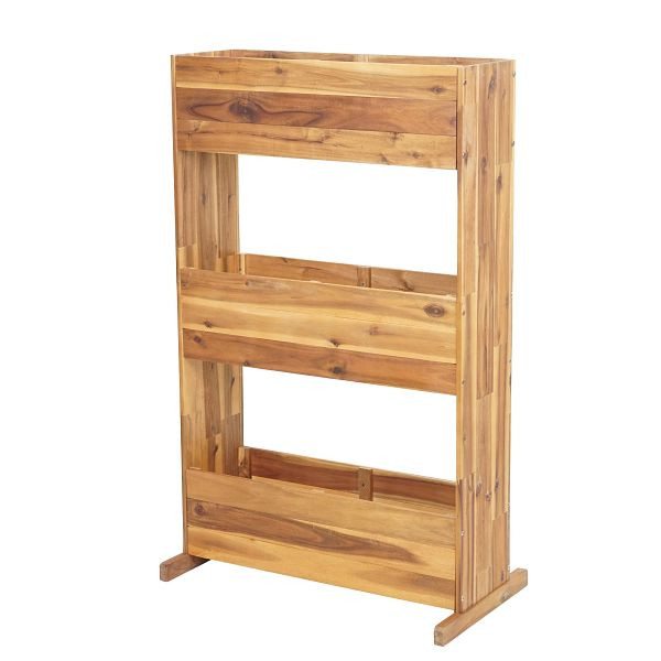 Mendler Pflanzkastenregal HWC-L20, Blumenkasten Hochbeet, 115x71x40cm Outdoor Akazie Holz MVG, 3 Reihen braun, 98577