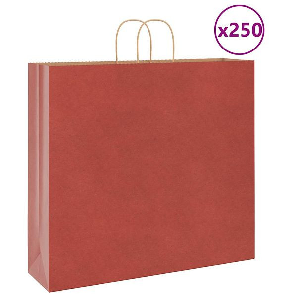 vidaXL Papiertragetaschen 250 Stk. mit Henkeln Rot 54x15x49 cm, 4101766