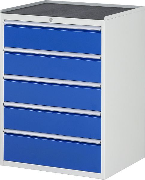 RAU Schubladenschrank Serie 7000, B770 x T650 x H1035mm, Metallauflage, Höhe 25 mm, Schubladen: 4xH180, 1xH210 mm, 13-XL7.5A-MT.11