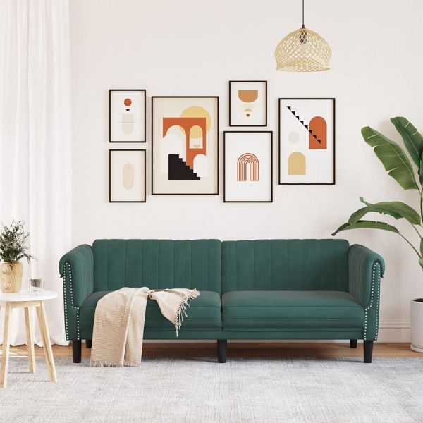 vidaXL Sofa 3-Sitzer Dunkelgrün Samt, Füllung: Schaumstoff, 372587