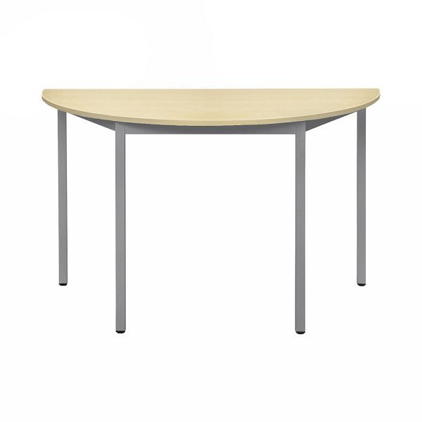 Bisley Mehrzwecktisch, Halbrund, Breite 1200 mm, Tiefe 600 mm, 25mm Tischstärke, 399 chrom x MP ahorn, MTC25H1206MP399