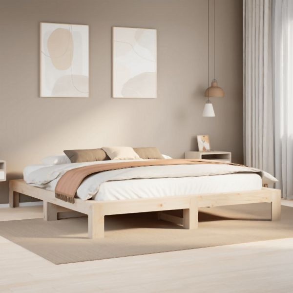 vidaXL Massivholzbett ohne Matratze 200x200 cm Kiefer, 3308726