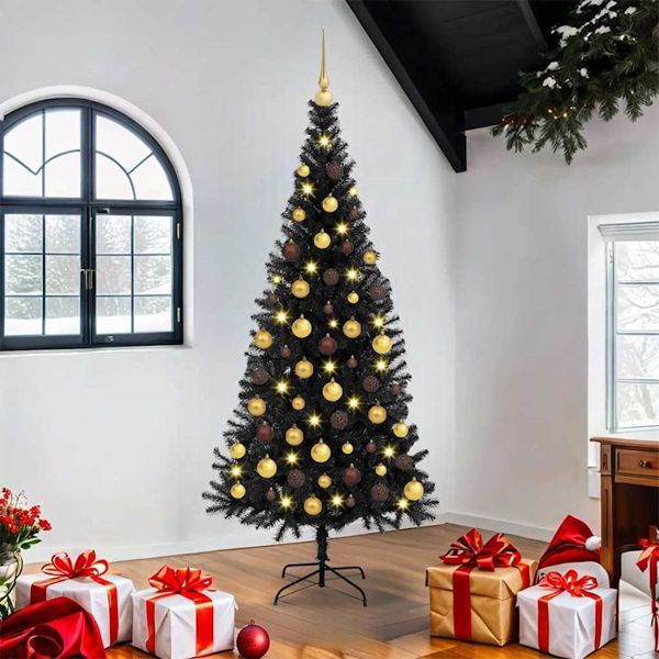 vidaXL Weihnachtsbaum Schwarz 180 cm PVC, 3396475, 8721288994356