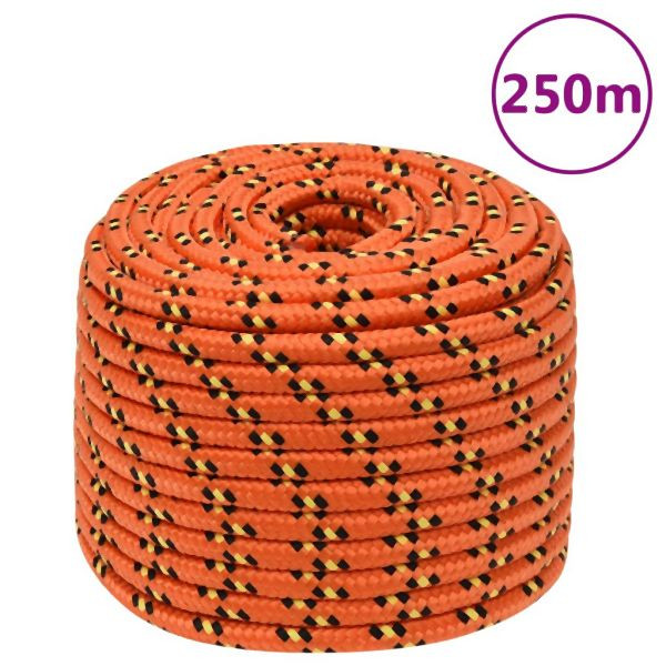 vidaXL Bootsseil Orange 12 mm 250 m Polypropylen, 152673