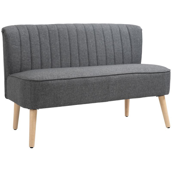 HOMCOM 2-Sitzer Polstersofa, Holz, Samtartiges Polyester, Schaumstoff, 117 x 56,5 x 77 cm, Grau, 833-524V04GY