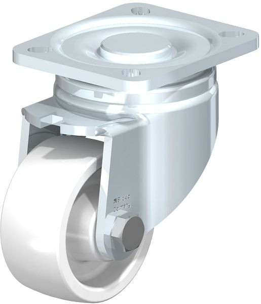 Blickle LH-SPO 80G Stahlblech-Lenkrolle, Schwerlast-Ausführung, mit Anschraubplatte, Polyamid, Weiß, 754637