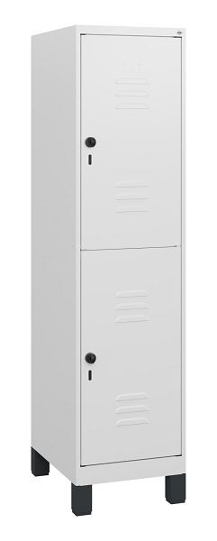 C+P Doppelstöckiger Spind Classic PLUS, Füße, 1630x400x500mm, 9016/9016, Drehriegel, 0803105-12 S10014