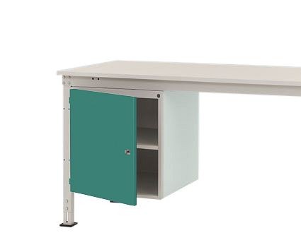 Manuflex Gehäuse-Unterbau UNIVERSAL Stationär, Nutzhöhe 500 mm mit 1 Tür links angeschlagen, für Tischtiefe 1200 mm, Graugrün, ZB4967.0001