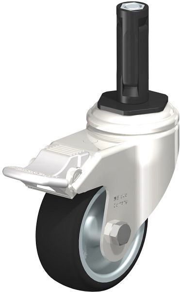 Blickle LKRXA-PATH 80G-11-FI-EXR12 Edelstahl-Apparate-Lenkrolle mit Expander & Feststeller, Thermoplastisches Polyurethan, Grau, 853386