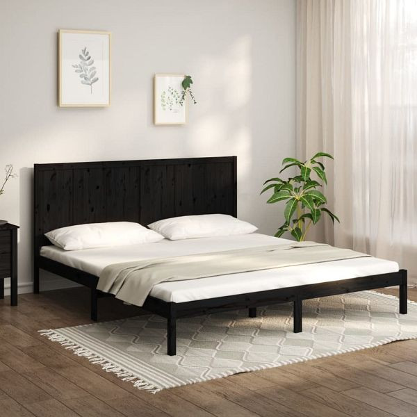 vidaXL Massivholzbett Schwarz Kiefer 200x200 cm, 3105754