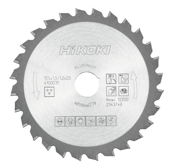 HiKOKI TCT Kreissägeblatt Laminat Aluminium 125x20 Z28 Trapez- / Flachzahn, 4100035