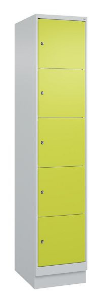 C+P Schließfachschrank Classic PLUS, Sockel, 1950x400x500mm, 7035/0024, mit 5 Fächern, 080020-125 S10010