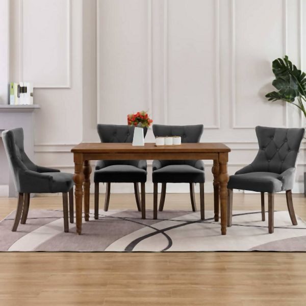 vidaXL Esszimmer-/Küchenstühle 4 Stk. Grau Stoff, 3058302