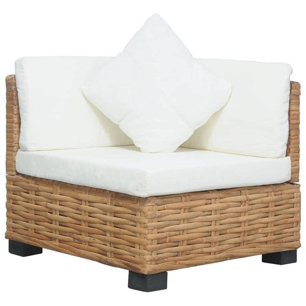 vidaXL Ecksofa mit Kissen Natürliches Rattan, braun, 286279