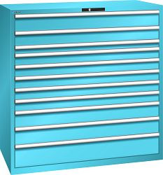 LISTA Schubladenschrank 78x36E (BxTxH) 1431x725x1450mm AUTO Lock, Lichtblau, 11 Schubladen, Fronthöhen: 75-200mm, 78.870.010.A