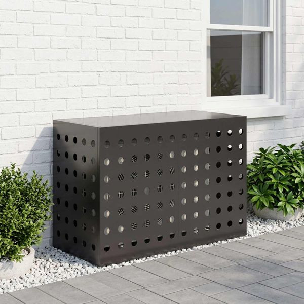 vidaXL Klimaanlagenabdeckung Schwarz 90 x 40 x 60 cm Stahl, 8014122