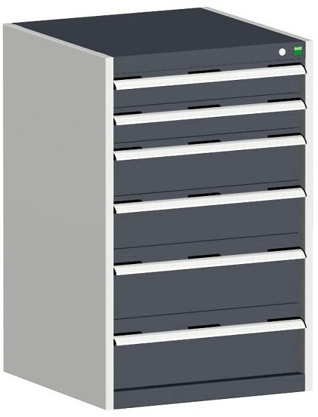 bott cubio Schubladenschrank bestückt mit 6 Schubladen BxTxH: 650 x 650 x 1000 mm, RAL 7035/7016, 40019059.19V
