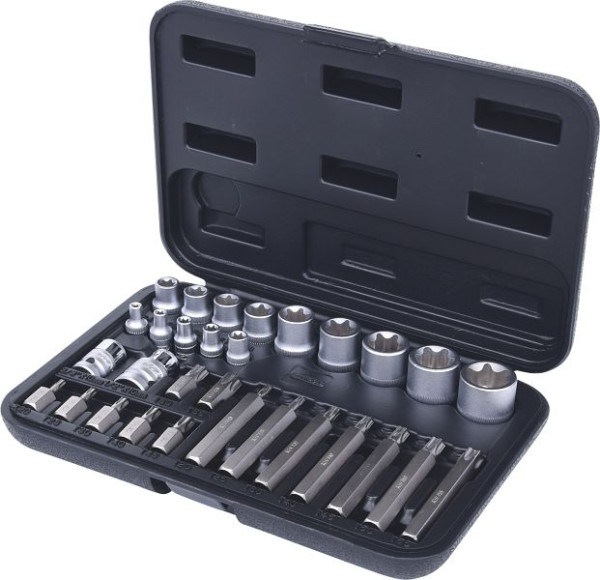 KS Tools Torx-Steckschlüssel- und Bit-Satz, 30-teilig Bits mit Bohrung, 911.4301-2