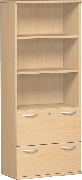 geramöbel Modulschrank 1.+2. Ordnerhöhe Hängeregistratur mit Zentralverriegelung und Auszugssperre, abschließbar, 800x425x1920, Buche/Buche, N-10M50830-BB