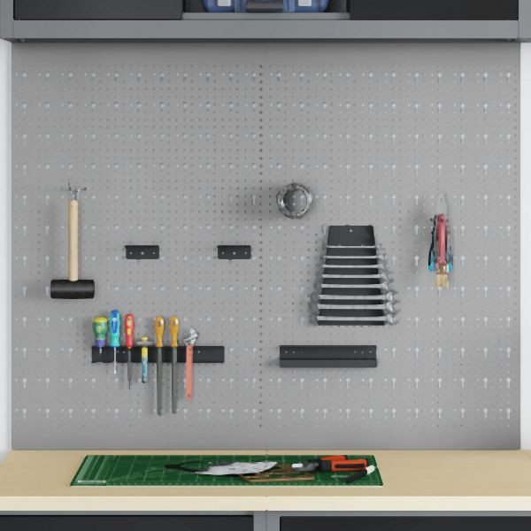 vidaXL Pinnwände 2er Set mit 8 Zubehörteilen, Grau, 50x80 cm Stahl, 4103483