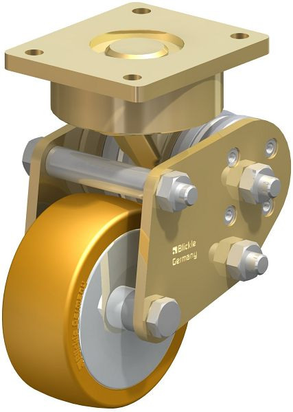 Blickle LPFE-ALTH 101K-FA Schwerlast-Lenkrolle mit Polyurethan-Drehfedern, Blickle Extrathane®, Hellbraun, 585299