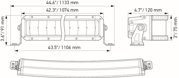 HELLA LED-Fernscheinwerfer, Black Magic Double Row Curved Lightbar 40", 12/24V, 9222lm, gewölbt/doppelte Ausführung, Anbau, ECE, glasklar, 1FJ 358 196-621