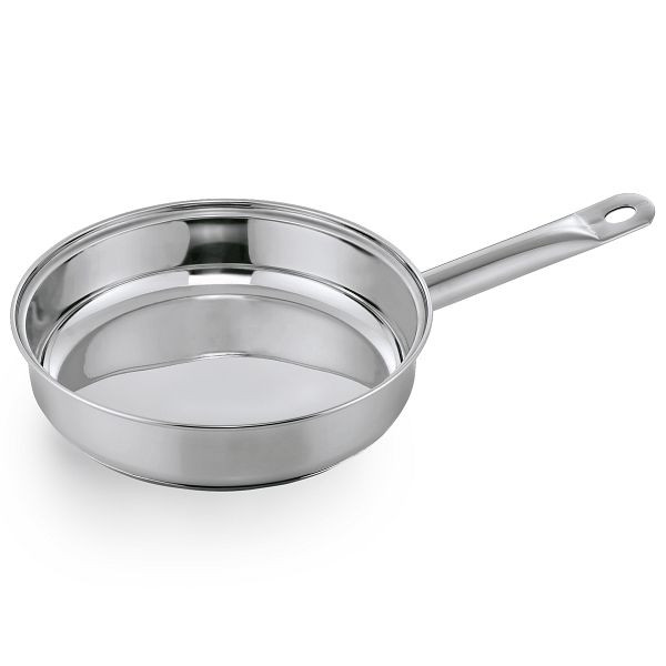 WAS Cookware 19 Pfanne, Durchmesser 24 cm, unbeschichtet, Chromnickelstahl, 1909240
